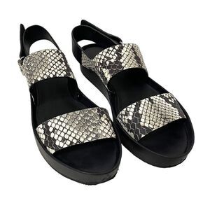 VINCE Marrett Snake Print Leather Strappy Flatform Sandals 7